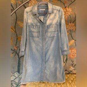 7 For All Mankind Acid-Wash Denim Shirt Dress